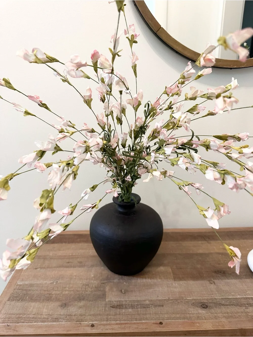 Soft Pink and Green Floral Stem Accent for Home Decor Wild Flower Bush